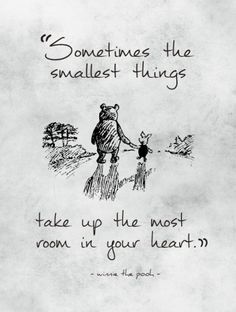 winnie the pooh quote with an image of a bear holding a child's hand