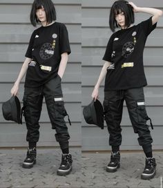 Casual Techwear Women, Techwear Fashion Women, Colorful Techwear, Techwear Outfits Women, Cleo Aesthetic, Tech Wear Aesthetic, Genderfluid Outfits, Casual Techwear, Techwear Women