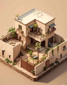 an aerial view of a house in the desert