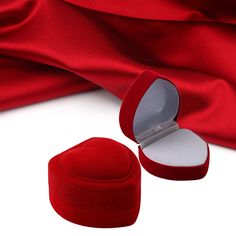 "Recycled Eco-Friendly Small Red Ring Box. Or, you can choose a heart shaped velvet box. Choose your box shape and quantity in the drop-down menu.  Box dimensions: Fits one ring, small earrings or a small pendant. 1.5\"(40mm) x1.5\"(40mm) By purchasing from The Sterling Muse, you agree to the terms and policies located here: https://etsy.me/2yP6wRA Colors can vary on different monitors; please keep this in mind when viewing my jewelry. Thanks for stopping by and I hope to have the pleasure to make something special just for you! ♡ TL" Heart-shaped Red Ruby Ring Gift, Elegant Heart-shaped Jewelry With Gift Box, Gold Box-shaped Jewelry For Valentine's Day, Red Ring Box, Red Heart-shaped Ruby Ring For Valentine's Day, Red Hypoallergenic Heart-shaped Jewelry, Red Rings, Red Ring, Velvet Heart