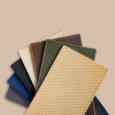 five different colors of woven material on a beige background with the words,'we are looking