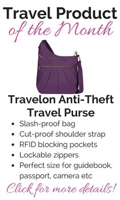 an advertisement for travel products with the text'travel anti - thief travel purse '