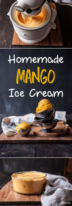 homemade mango ice cream in a bowl