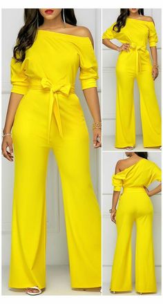 Jumpsuit Elegant Classy, Romper Outfit Dressy, Classy Jumpsuit Outfits, Classy Jumpsuit, Half Sleeve Jumpsuit, Jumpsuit Outfits, Yellow Jumpsuit, Outfits Dressy, Stylish Jumpsuit