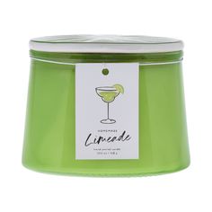 limeade glass jar candle with label on white background