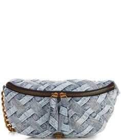 From Kurt Geiger London&#x2C; the Kensington Soft Denim Quilted Belt Bag features:Cotton exterior Polyester liningZipper flat pocket on the back&#x2C; interior lining pocket Brass hardwareZip closureBelt buckle strapDimensions approx. 12.20''W' 5.91''H 3.94''D 33.46'' strap dropImported. Kensington London, Denim Quilt, Kurt Geiger, Belt Bag, Belt Buckles, Buckle, London, Handbags, Leather