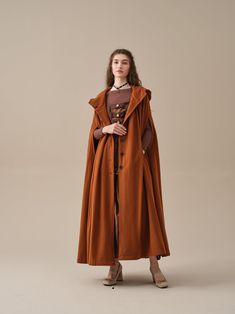 ARIEL 14 | HOODED WOOL CLOAK COAT Witch Cloak, Wool Cloak, Cape Cloak, Cloak Coat, Chunky Knits, Cloak