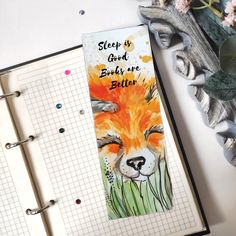 a bookmark with an image of a fox and the words sleep and bark are better on it