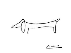 a black and white drawing of a dachshund