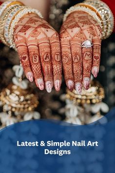 Nail Extension With Mehendi, Nails Inspiration For Wedding, Nail Inspiration For Wedding, Bridal Nails Designs Indian, Gel Nail Art Designs For Wedding, Nails Design For Engagement Bride, Nail Art For Bride Perfect Wedding, Latest Bridal Nail Art Designs, Mehendi Nails Art