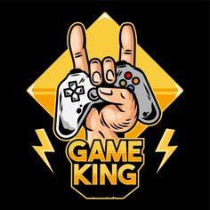 a hand holding a game controller with the word game king on it's fingers