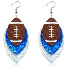 PRICES MAY VARY. Layered Football Leather Dangle Earrings:These colorful football earrings are stunning!These leather earrings for women feature vibrant football designs layered in glittering leather,combine passion for the game with chic style,adding a playful yet sophisticated touch to any fan's outfit. Football Earrings Material&Size: These football team earrings are made of Faux Leather and special sequins, and are handmade to ensure durability and comfort. Each pair of football earring is u Team Earrings, Basketball Earrings, Cricut Leather, Game Jewelry, Football Jewelry, Earrings Funny, Baseball Earrings, Sports Lover Gifts, Clay Inspo