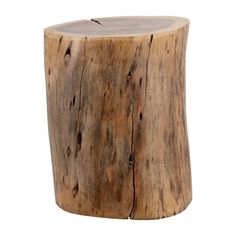 a wooden stump that has been cut in half and is sitting on a white background