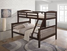 Brookings Dark Cherry Twin/Full Bunk Bed - Ornate Home Affordable Bunk Beds, Big Lots Furniture, Twin Full Bunk Bed, Full Size Bunk Beds, Triple Bunk Beds, Full Size Headboard, Twin Over Full Bunk Bed, Full Bunk Bed, Bunk Bed Designs