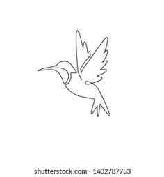 a line drawing of a hummingbird flying