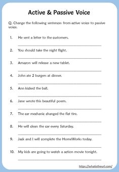 the worksheet for active and passive voice