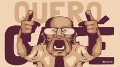 an old man with glasses holding up two thumbs and the word quero in front of him