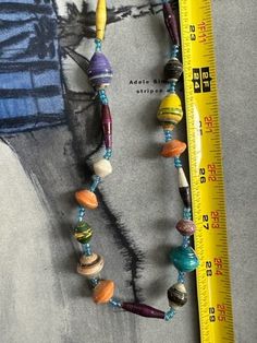 Paper Bead Necklace, Paper Beads Necklace, Paper Beads, Studio Art, Beaded Necklaces, Handmade Paper, Art Studios, Bead Necklace, Wearable Art