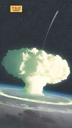 an artist's rendering of a nuclear explosion in space, with the earth below