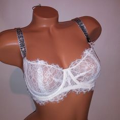 Victoria Secret Bra 32dd Push Up Without Padding White Shine Strap Lace Bling Very Sexy Collection Underwire New With Tags *Bundle To Save Chavonne11 091824 Victoria Secret Bra Outfit, Bra Outfit, Victorias Secret Set, Victoria Secret Bras, Bra Straps, Victoria Secret, Women's Intimates, Push Up, Victoria's Secret