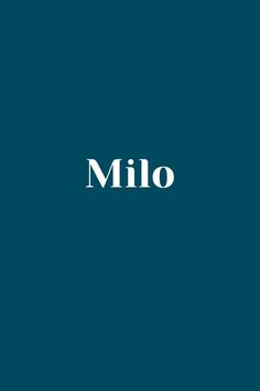 the word milo is written in white on a blue background