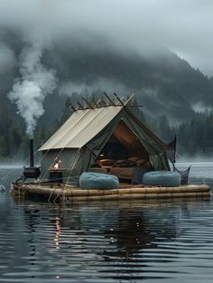 Floating Tent, Boat Bed, Glamping Ideas, Boat House Interior, Cartoon Space, Cabin Aesthetic, Float Trip