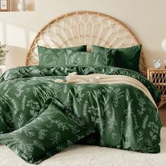 PRICES MAY VARY. Stunning Floral Elegance: MUXHOMO's full comforter set brings a fresh, sophisticated look to your bedroom. Intricate floral and branch patterns create a calming, botanical atmosphere, enhancing sleep and relaxation Ultra Soft & Breathable: Experience unmatched comfort with our full bedding set, crafted from premium microfiber. The ultra-soft fabric feels like a cloud, while the breathable material keeps you cool all night Safe & Skin-Friendly Certified: Rest easy knowing your be Bedset Ideas Comforter Sets Aesthetic, Forest Bedding Sets, Forest Green Bed Sheets, Earthy Comforter, Forest Bed Sheets, Green Bedsheets Aesthetic, Dark Green Comforter Bedroom, Green Comforter Bedroom, Green Bed Sheets