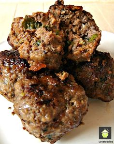 three meatballs stacked on top of each other