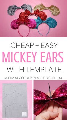 mickey ears with sequins and glitter on them for the disney mouse ears craft