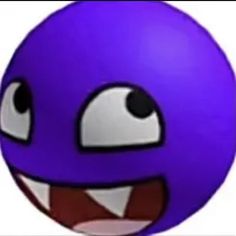 an animated purple ball with big eyes