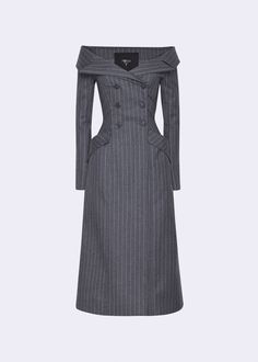 GREY STRIPE WOOL COAT-DRESS COAT, DRESS  $1,235.00 Fantasy Gowns, Dress Coat, Grey Stripes, Wool Coat, Coat Dress, Short Dress, Bangkok, Short Dresses, Fashion Inspo