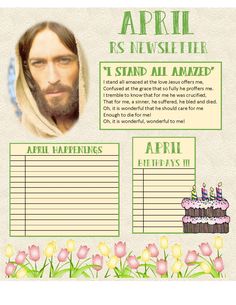 a birthday card with an image of jesus on it and flowers in the foreground