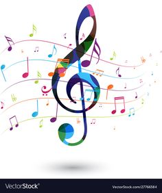 colorful musical notes on a white background