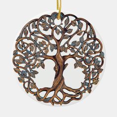 a tree ornament hanging from a rope