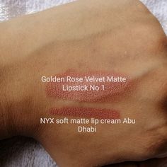 1.@GoldenRosePL velvet matte lipstick No 1 2.@nyxcosmetics soft matte lip cream Abu Dhabi Nyx Soft Matte Lip Cream, Velvet Matte Lipstick, Nyx Soft Matte, Soft Matte Lip Cream, Rose Velvet, Matte Lip Cream, Golden Rose, Velvet Matte, Lip Cream