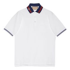 GUCCI Cotton piquet polo with Interlocking G 'White Blue' 658067-XJDI2-9692 Gucci Casual Collared Polo Shirt, Casual Gucci Polo Shirt, Casual Gucci Collared Polo Shirt, Gucci Cotton Polo Shirt, Gucci Classic Cotton Polo Shirt, Casual Gucci Cotton Polo Shirt, Classic Gucci Cotton Polo Shirt, Gucci Cotton Short Sleeve Polo Shirt, Gucci Classic Short Sleeve Polo Shirt