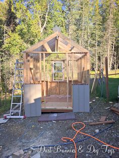 the shed is being built and ready to be installed