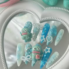 Hangyodon Nails, Hangyodon Aesthetic, Hangyodon Wallpaper, Nails Sanrio, Sanrio Core, Sanrio Hangyodon, Sanrio Nails, Aesthetic Bible, Holiday Acrylic Nails