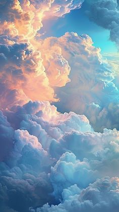 the sky is filled with clouds and bright colors