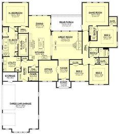 this is the first floor plan for a house that has three bedroom and two bathrooms