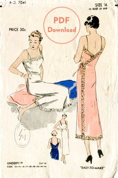 an old fashion sewing pattern with two women in dresses