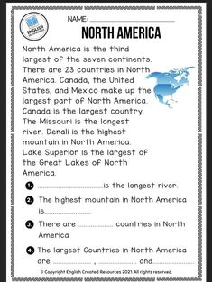 the north america map is shown in black and white, with blue text on it