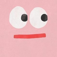 a pink square with eyes and a red tongue