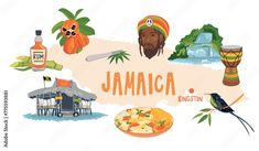 an illustrated map with the names of jamaica