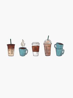 coffee cups with different types of drinks in them