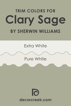 two different shades of gray and white with the words trim colors for clay sage by shewin williams