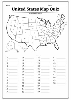 the united states map quiz worksheet for students to practice numbers and place value