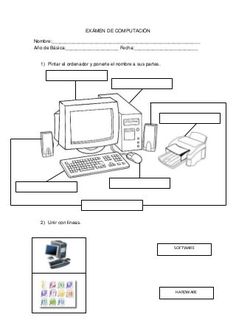 an image of a worksheet with computers and other items on it, including a printer