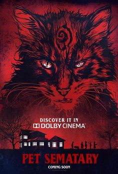 a movie poster for pet sematary with a cat's face on it