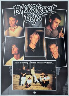 an advertisement for the backstreet boys featuring photos of young men in baseball uniforms